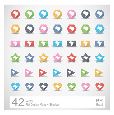 Vektor Grafik mit 42 unterschiedlichen Design Landkarten für Brasilien